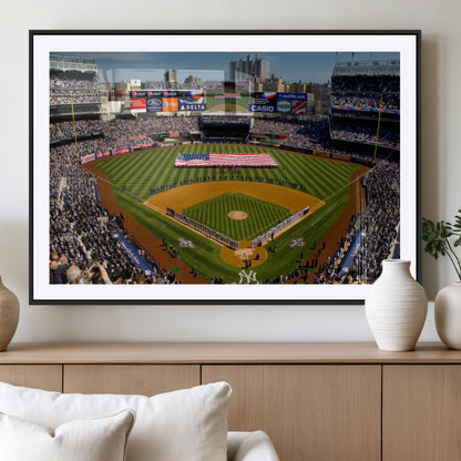 20879-MGC-FP-36x24_Black-Yankee Stadium Wall Art Canvas Print, Framed New York Stadium Art Picture Print, Yankee Field Perfect Sport Room Decor Artwork