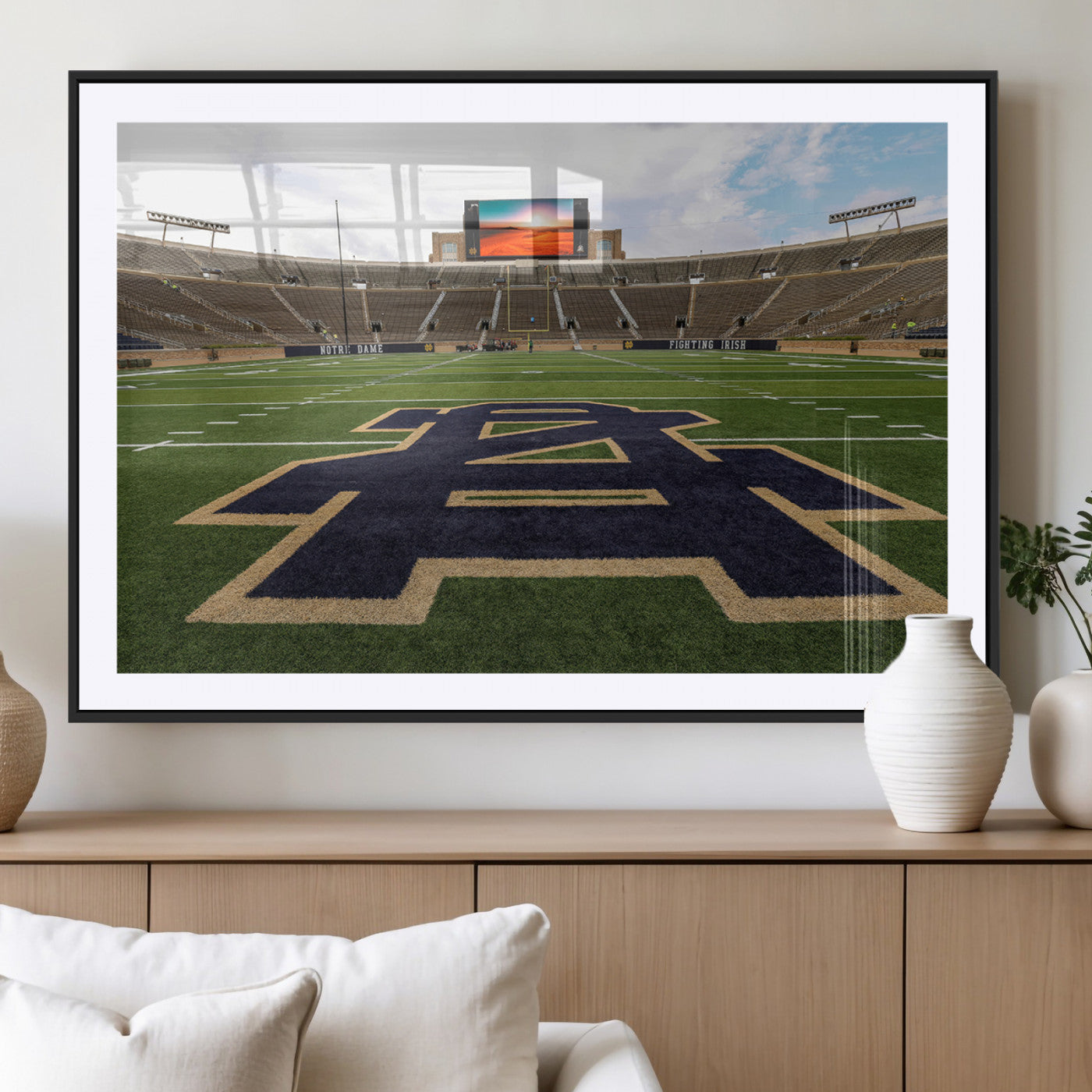 52835-MGV-CV-36X24-Notre Dame Stadium Wall Art Canvas Print, Framed Indiana Stadium Art Picture Print, Notre Dame Field Perfect Sport Room Decor