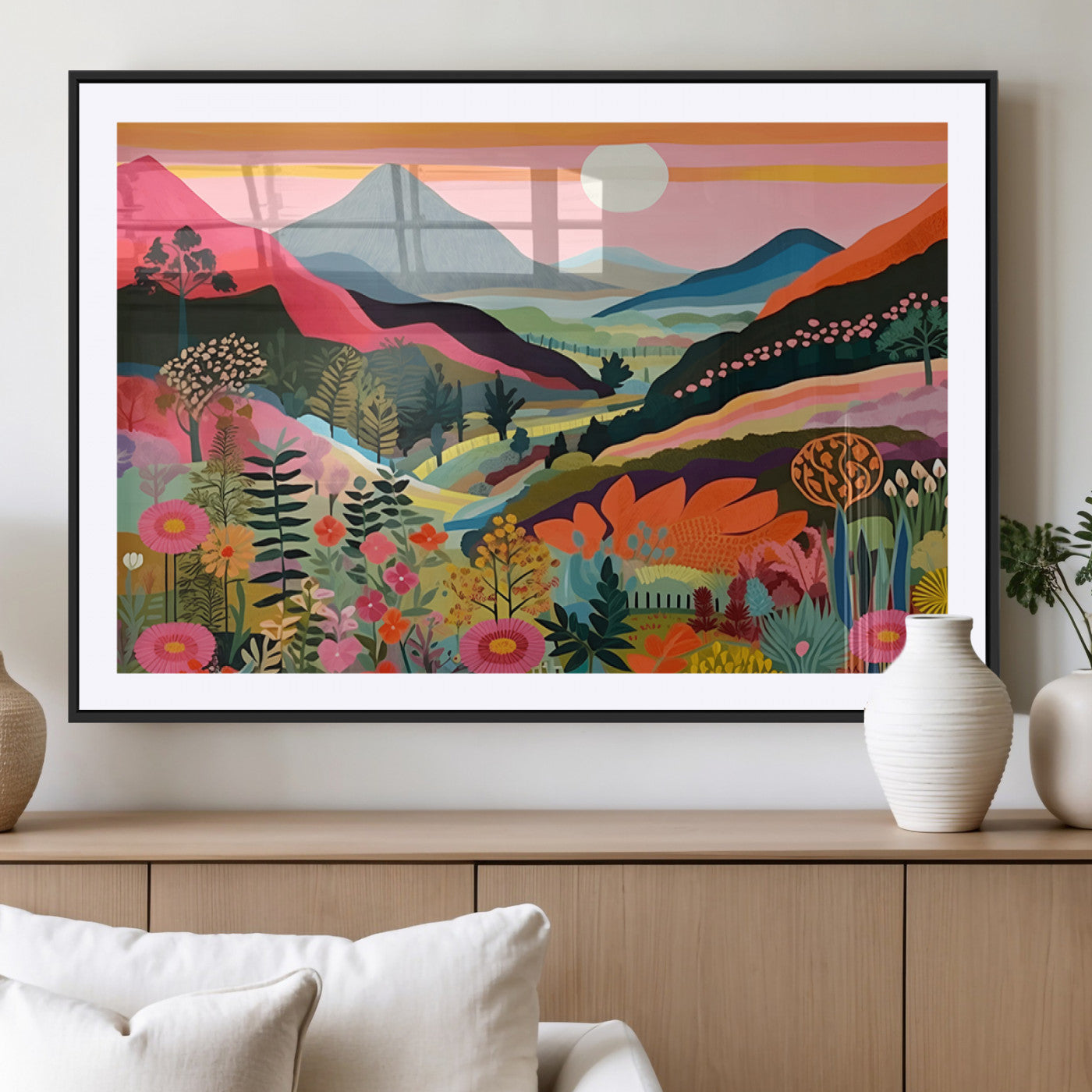 61376-MGV-CV-36X24-Floral Valley Wall Art – Panoramic Mountain Landscape Canvas Print, Vibrant Nature Decor for Living Room, Office, or Bedroom