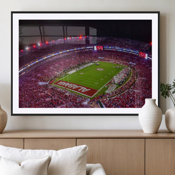11343-MGC-FP-36x24_Black-Bryant-Denny Stadium Wall Art – Panoramic Alabama Crimson Tide Football Field Canvas Print, Game Day Decor for Office, Man Cave or