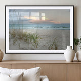 Test1001-MGV-CV-36X24-Coastal Beach Wall Art – Panoramic Ocean Waves and Sandy Dunes Canvas Print, Serene Seascape with Sea Oats for Relaxing Home or