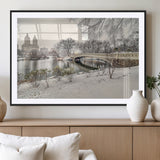 60292-MGV-CV-36X24-Central Park Winter Wall Art – Snowy Bow Bridge Canvas Print, Scenic New York City Landscape Photography for Living Room, Bedroom