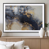 41136487-MGC-FP-36x24_Black-Black Marble Wall Art Canvas Print, Framed Gold Veins Art Picture Print, Abstract Texture Perfect Moody Luxe Decor Artwork