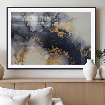 41136487-MGC-FP-36x24_Black-Black Marble Wall Art Canvas Print, Framed Gold Veins Art Picture Print, Abstract Texture Perfect Moody Luxe Decor Artwork