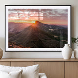 50957419-MGV-CV-36X24-Mountain Sunrise Wall Art Canvas Print, Framed Alpine Ridge Art Picture Print, Mountain Range Perfect Vibrant Rustic Decor Artwork