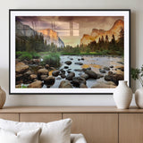 90956031-MGV-CV-36X24-Yosemite Valley Wall Art – Scenic Mountain River Landscape Canvas Print, Nature Photography for Living Room, Bedroom, Cabin,
