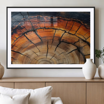 65909987-MGV-CV-36X24-Rustic Tree Ring Wall Art – Nature Inspired Wooden Texture Canvas Print, Modern Abstract Artwork for Living Room, Bedroom, Office