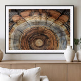 15184146-MGV-CV-36X24-Tree Rings Wall Art Canvas Print, Framed Wood Texture Art Picture Print, Rustic Pattern Perfect Rustic Organic Decor Artwork