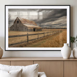 26821575-MGV-CV-36X24-Old Barn Wall Art Canvas Print, Framed Rustic Barn Art Picture Print, Moody Farm Perfect Rustic Farmhouse Decor Artwork