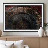 43686762-MGV-CV-36X24-Dark Wood Ring Wall Art Canvas Print, Framed Abstract Wood Tree Art Picture Print, Rustic Tree Slice Perfect Rustic Decor Artwork