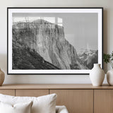 39393420-MGC-FP-36x24_Black-El Capitan Wall Art Canvas Print, Framed Yosemite Cliff Art Picture Print, Monochrome Mountain Perfect Monochrome Sierra Decor