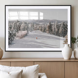 62119206-MGC-FP-36x24_Black-Snowy Trail Wall Art Canvas Print, Framed Ski Slope Art Picture Print, Winter Pines Perfect Alpine Adventure Decor Artwork