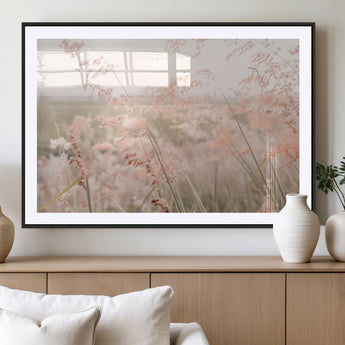 79164340-MGV-CV-36X24-Pastel Grasses Wall Art Canvas Print, Framed Soft Meadow Art Picture Print, Field in Breeze Perfect Pastel Minimal Decor Artwork