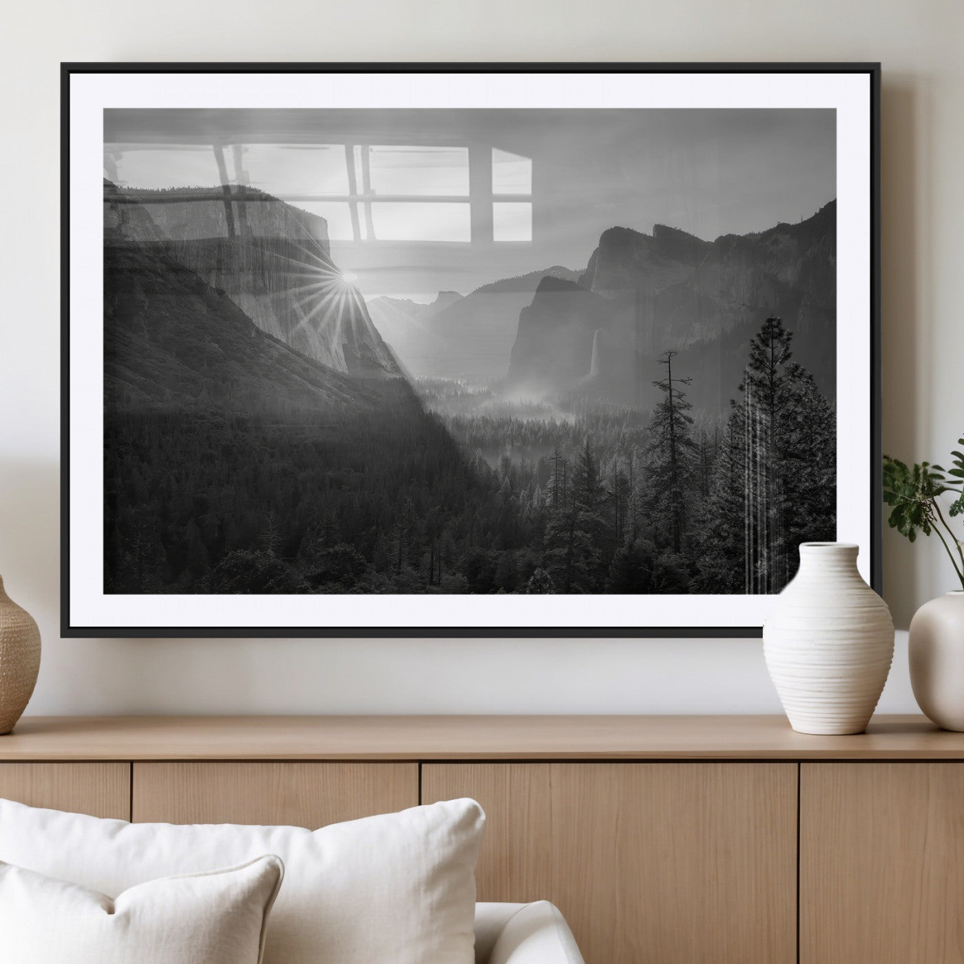 39278955-MGV-CV-36X24-Yosemite Valley Wall Art Canvas Print, Framed El Capitan Art Picture Print, Misty Mountain Perfect Modern Rustic Decor Artwork