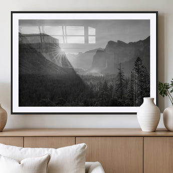 39278955-MGV-CV-36X24-Yosemite Valley Wall Art Canvas Print, Framed El Capitan Art Picture Print, Misty Mountain Perfect Modern Rustic Decor Artwork