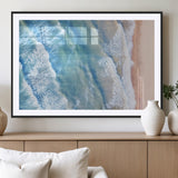 17641845-MGC-FP-36x24_Black-Aerial Ocean Wall Art Canvas Print, Framed Blue Waves Art Picture Print, Sandy Shoreline Perfect Modern Coastal Decor Artwork