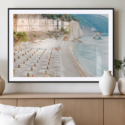 84816639-MGC-FP-36x24_Black-Mediterranean Beach Wall Art Canvas Print, Framed Airy Coastal Art Picture Print, Summer Shore Perfect Coastal Retreat Decor