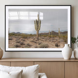 96147924-MGV-CV-36X24-Saguaro Cactus Wall Art Canvas Print, Framed Desert Cactus Art Picture Print, Earthy Desert Perfect Southwestern Boho Decor