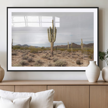 96147924-MGV-CV-36X24-Saguaro Cactus Wall Art Canvas Print, Framed Desert Cactus Art Picture Print, Earthy Desert Perfect Southwestern Boho Decor