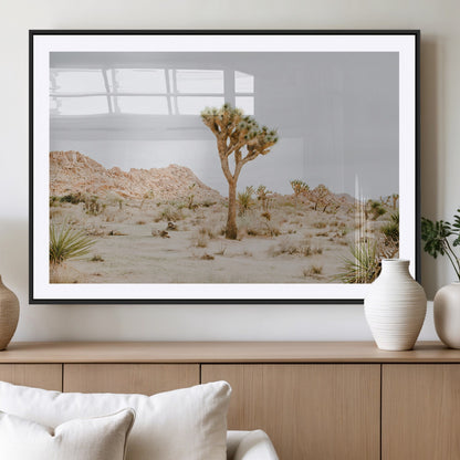 67109959-MGV-CV-36X24-Joshua Tree Wall Art Canvas Print, Framed Neutral Desert Art Picture Print, Earthy Landscape Perfect Neutral Boho Decor Artwork