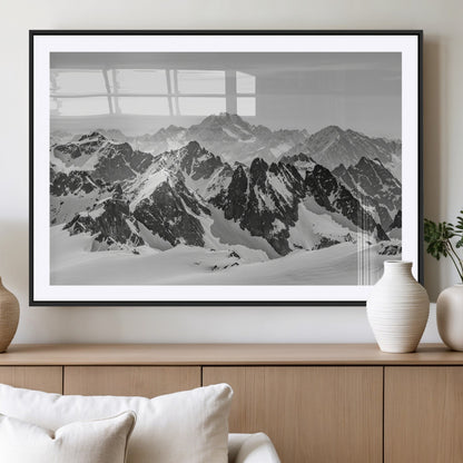 46884246-MGV-CV-36X24-Snowy Mountain Wall Art Canvas Print, Framed Mountain Peaks Art Picture Print, Alpine Mountains Perfect Minimalist Alpine Decor