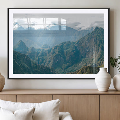 79393816-MGV-CV-36X24-Misty Mountain Wall Art Canvas Print, Framed Cloudy Andean Art Picture Print, Rugged Mountain Perfect Rustic Nature Decor Artwork