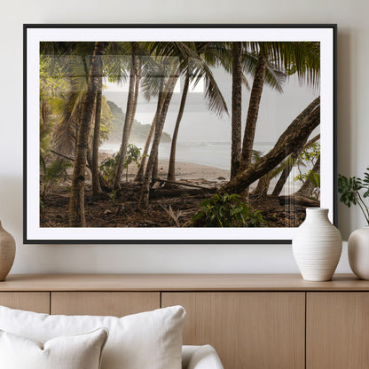 92093951-MGC-FP-36x24_Black-Tropical Jungle Wall Art Canvas Print, Framed Palm Tree Forest Art Picture Print, Coastal Escape Perfect Jungle Retreat Decor
