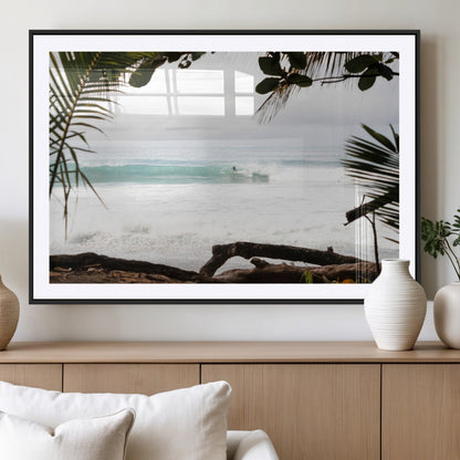 50382104-MGV-CV-36X24-Tropical Surf Wall Art Canvas Print, Framed Palm Tree View Art Picture Print, Beach House Art Perfect Boho Coastal Decor Artwork