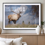 26365841-MGV-CV-36X24-Mountain Elk Art Wall Art Canvas Print, Framed Rustic Wildlife Print Art Picture Print, Lodge Style Decor Perfect Rustic Lodge