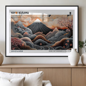 63125329-MGC-FP-36x24_Black-Japanese Mt Fuji Wall Art – Surreal Ukiyo e Style Cherry Blossom Poster, Swirling Cloud Landscape Print, Modern Oriental Asian
