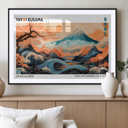 88785870-MGC-FP-36x24_Black-Japanese Great Wave & Mt Fuji Wall Art – Ukiyo e Style Landscape Print with Flowing River, Autumn Mountain Poster, Oriental Asian