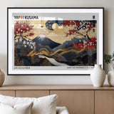 66243961-MGC-FP-36x24_Black-Mount Fuji Japanese Wall Art – Golden Abstract Landscape Canvas Print, Cherry Blossom Painting, Modern Oriental Zen Home Decor