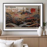 77970791-MGV-CV-36X24-Mount Fuji Golden Abstract Wall Art – Japanese Landscape Canvas Poster, Cherry Blossom & Red Sun Painting, Elegant Zen Oriental