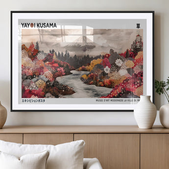 32352074-MGC-FP-36x24_Black-Japanese Landscape Wall Art – Mount Fuji River Canvas Print, Modern Asian Inspired Nature Decor for Living Room, Bedroom, Office