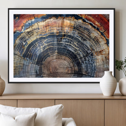 38987581-MGV-CV-36X24-Tree Ring Art Wall Art Canvas Print, Framed Rustic Wall Decor Art Picture Print, Nature Grain Print Perfect Modern Rustic Decor