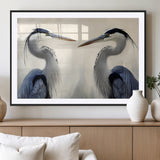 18230556-MGC-FP-36x24_Black-Blue Heron Pair Wall Art Canvas Print, Framed Coastal Bird Theme Art Picture Print, Tranquil Wildlife Scene Perfect Coastal