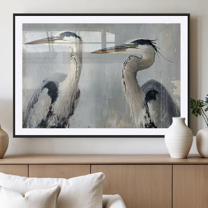 19427826-MGV-CV-36X24-Bird Canvas Decor Wall Art Canvas Print, Framed Coastal Bird Pair Art Picture Print, Minimalist Wildlife Wall Perfect Coastal