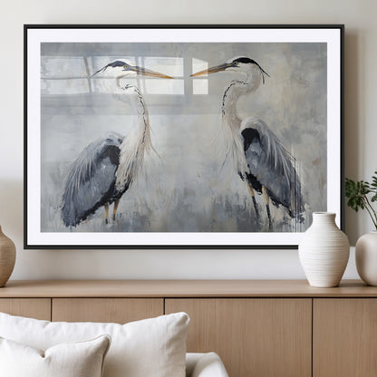 90806932-MGC-FP-36x24_Black-Heron Wall Art Wall Art Canvas Print, Framed Bird Canvas Decor Art Picture Print, Nature Inspired Perfect Coastal Minimalist Decor