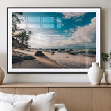 95301406-MGC-FP-36x24_Black-Tropical Beach Wall Art Canvas Print, Framed Ocean Waves Art Picture Print, Relazxing Seascape Perfect Tropical Coastal Decor