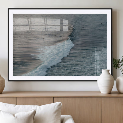 23077324-MGC-FP-36x24_Black-Ocean Waves Wall Art Canvas Print, Framed Coastal Serenity Art Picture Print, Surf Aesthetic Perfect Modern Coastal Decor Artwork