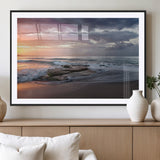 94208089-MGC-FP-36x24_Black-Golden Hour Wall Art Canvas Print, Framed Tranquil Waves Art Picture Print, Beach Horizon Perfect Coastal Serenity Decor Artwork