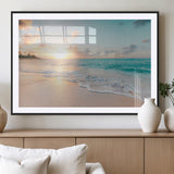 94538225-MGC-FP-36x24_Black-Beach Sunset Wall Art Canvas Print, Framed Ocean Waves Art Picture Print, Summer Escape Perfect Coastal Serenity Decor Artwork