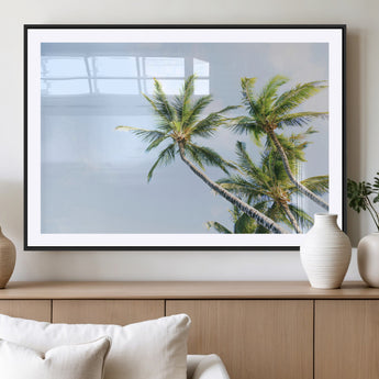 54719115-MGC-FP-36x24_Black-Palm Trees Wall Art Canvas Print, Framed Tropical Aesthetic Art Picture Print, Coastal Serenity Perfect Tropical Minimalist Decor