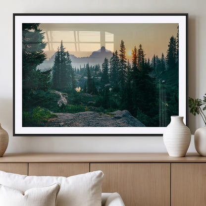 66397982-MGC-FP-36x24_Black-Mountain Landscape Wall Art Canvas Print, Framed Forest Serenity Art Picture Print, Mountain Landscape Perfect Rustic Wilderness