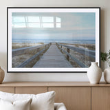 31602988-MGV-CV-36X24-Beach Boardwalk Wall Art Canvas Print, Framed Coastal Serenity Art Picture Print, Ocean View Perfect Coastal Minimalist Decor