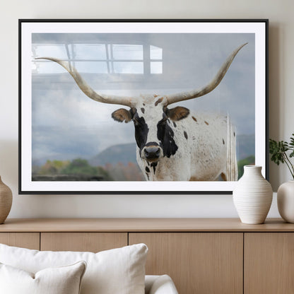 63592811-MGC-FP-36x24_Black-Texas Longhorn Wall Art Canvas Print, Framed Western Rustic Art Picture Print, Farmhouse Decor Perfect Rustic Farmhouse Decor