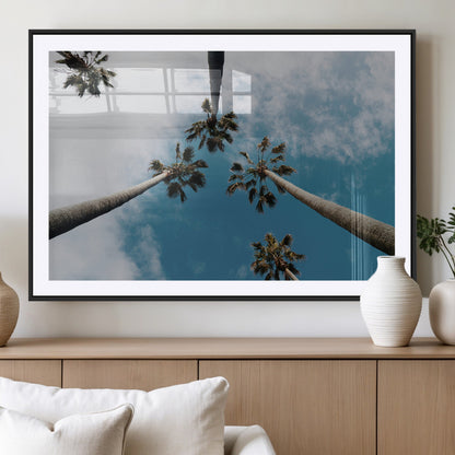 45236398-MGC-FP-36x24_Black-Tropical Palm Trees Wall Art Canvas Print, Framed California Sky Art Picture Print, Minimalist Nature Perfect Coastal Minimalist