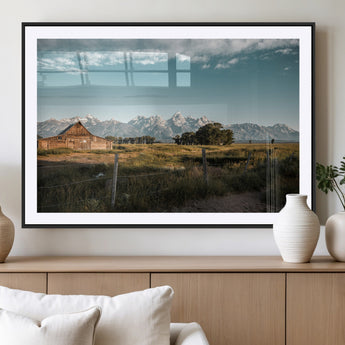 92497443-MGV-CV-36X24-Rustic Farmhouse Wall Art Canvas Print, Framed Mountain Cabin Art Picture Print, Western Landscape Perfect Rustic Farmhouse Decor