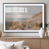 28064037-MGC-FP-36x24_Black-Minimalist Seascape Wall Art Canvas Print, Framed Neutral Beach Print Art Picture Print, Sand Dune Photography Perfect