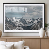 94074619-MGC-FP-36x24_Black-Snowy Peaks Wall Art Canvas Print, Framed Alpine Wilderness Art Picture Print, Mountain Escape Perfect Winter Serenity Decor